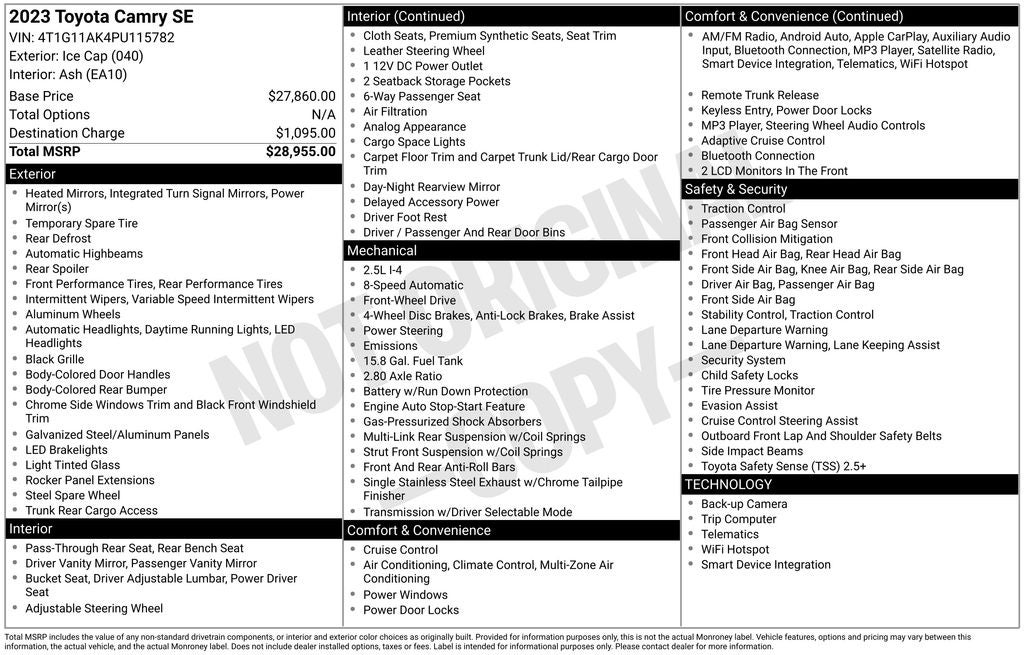 2023 Toyota CAMRY SE