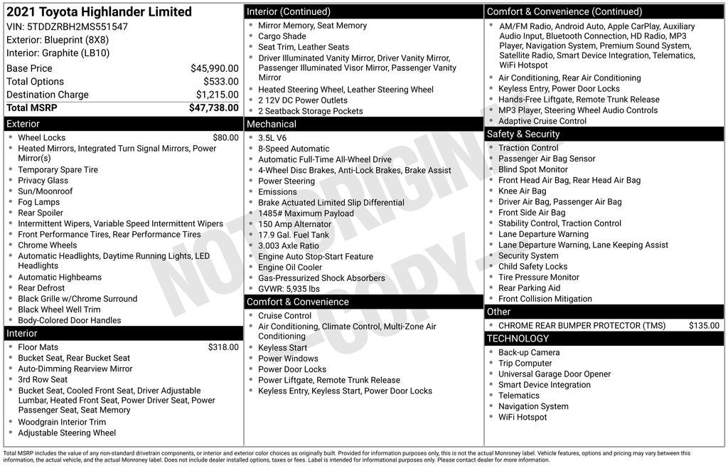 2021 Toyota HIGHLANDER Limited