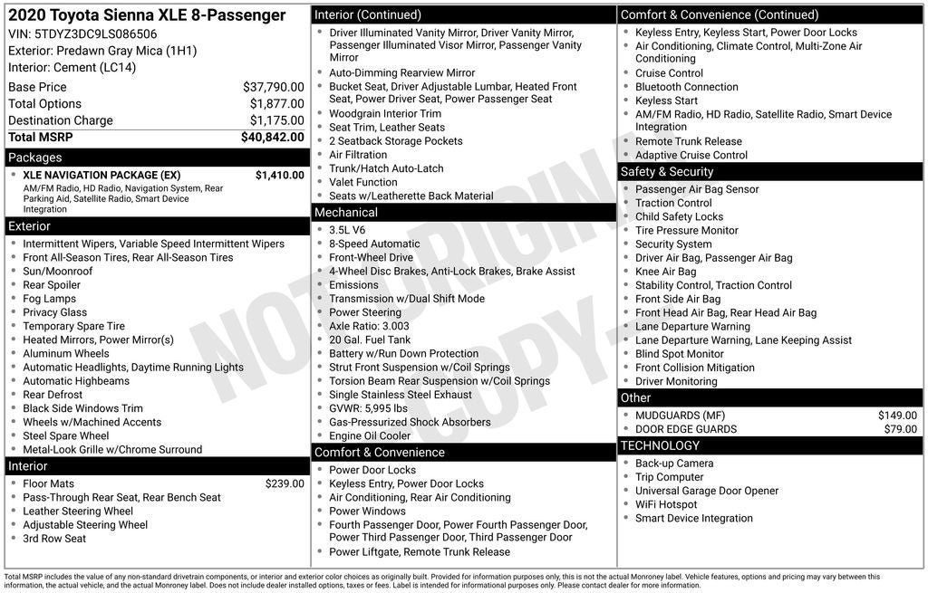 2020 Toyota Sienna XLE