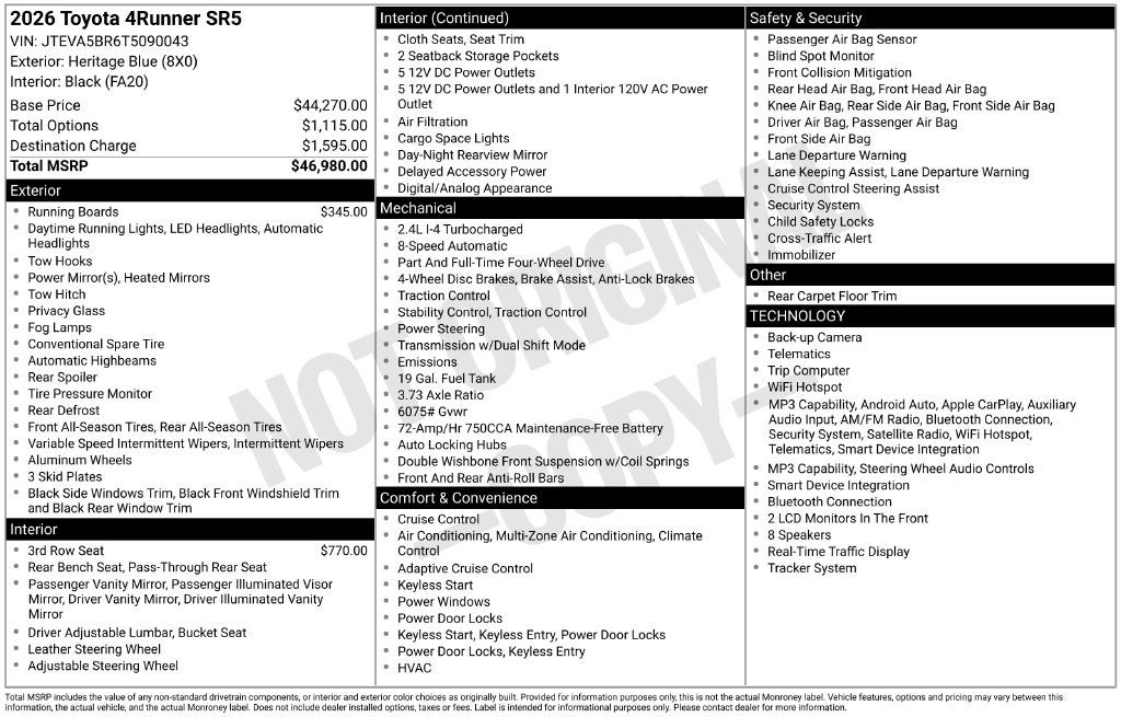 2026 Toyota 4Runner SR5