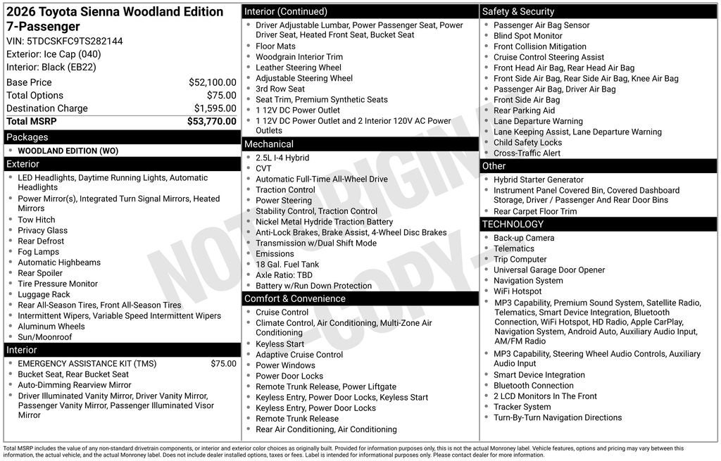 2026 Toyota Sienna Woodland Edition